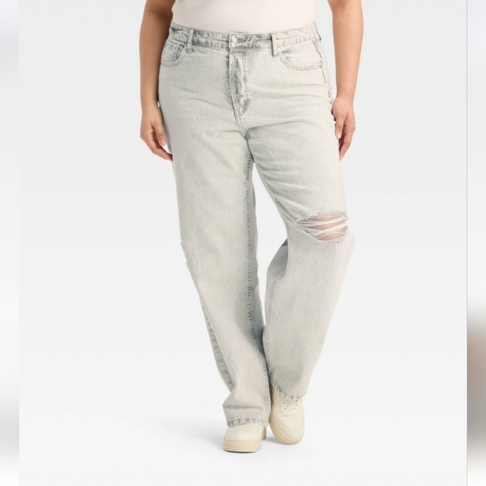 Women's High-Rise Straight Jeans - Wild Fable Light Gray Wash Size 10